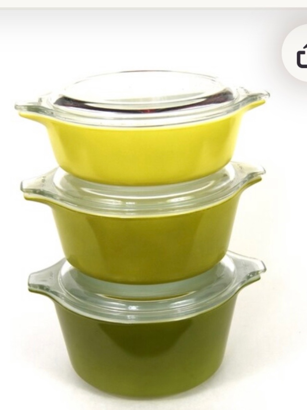 Verdé Pyrex Casserole Set | Avocado Green, 3 Piece with Lids | 471 472 473 | 1 P